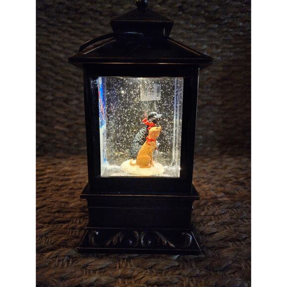 Battery Operated Light Up Swirl Christmas Puppy Dogs Water Lantern 8.5" New! - Picture 3 of 9